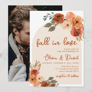 Invitation Chute en Amour Boho Floral Rustic Automne Mariage