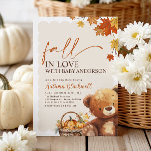 Invitation Chute en amour Boho Teddy Bear Baby shower d'autom