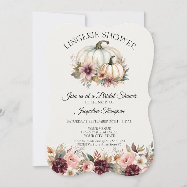 Invitation Chute en Amour Bourgogne Floral Rose Lingerie Douc (Devant)