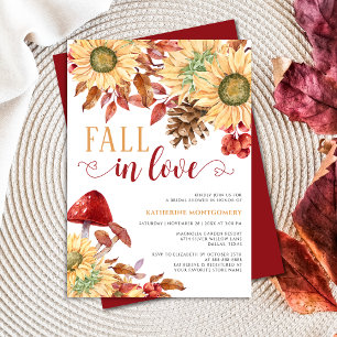 Invitation Chute en amour Champignons Tournesol Fête des mari