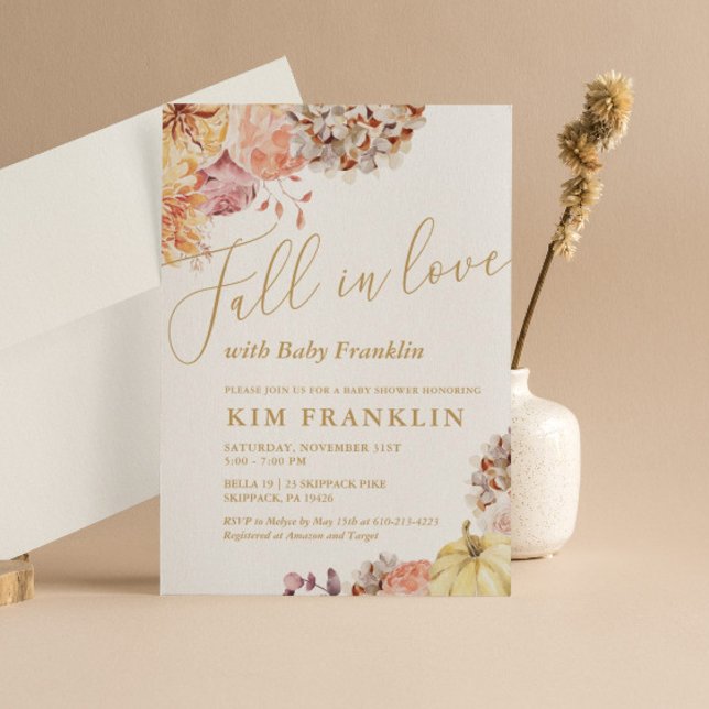 Invitation Chute En Amour Chute Baby shower Floral (Créateur téléchargé)