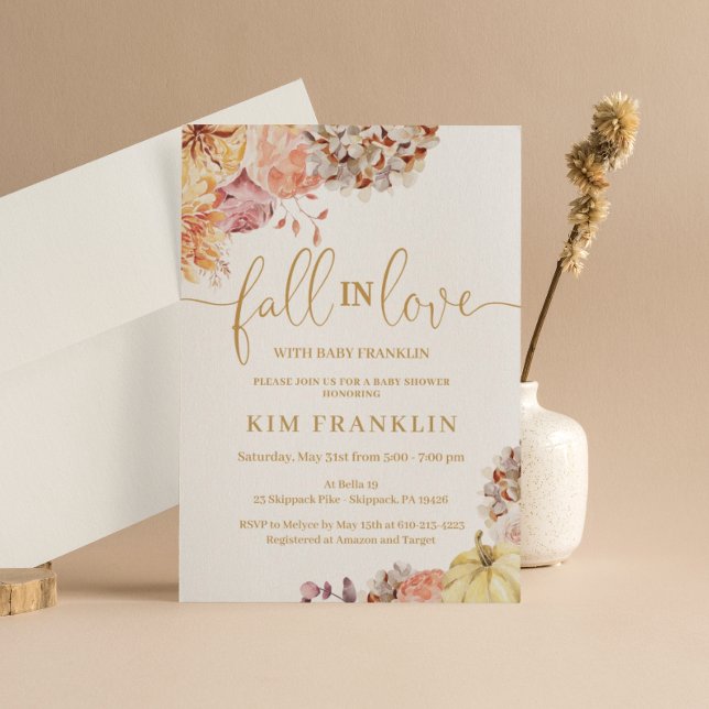 Invitation Chute En Amour Chute Baby shower Floral (Créateur téléchargé)