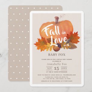 Invitation Chute en amour Citrouille Baby shower virtuel Beig