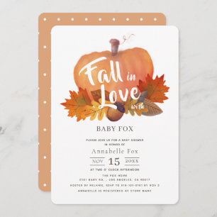 Invitation Chute en amour Citrouille Chute Feuilles Baby show