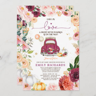 Invitation Chute En Amour Citrouille Floral Drive By Baby sho