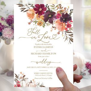 Invitation Chute en Amour Citrouille Mariage Bourgogne