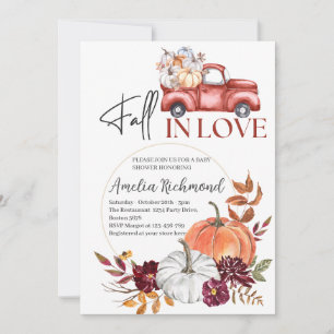 Invitation Chute en amour Citrouille rouge Pickup Baby shower