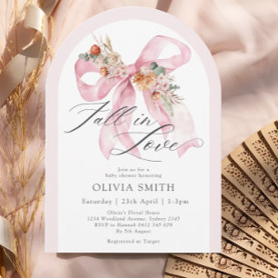 Invitation Chute en amour Élégant Baby shower Floral Bow Rose