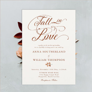 Invitation Chute en amour Élégant Mariage de calligraphie rom