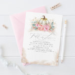 Invitation Chute en amour Élégant mariage rose Fleurs Citroui<br><div class="desc">Fall in Love - faire-part de mariage est décoré d'un citrouille blanc d'aquarelle orné de fleurs rose vif et d'herbe pampas.</div>