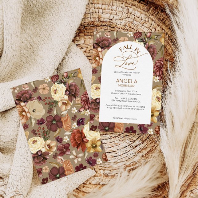 Invitation Chute en amour Élégante Fête des mariées florale m (Créateur téléchargé)