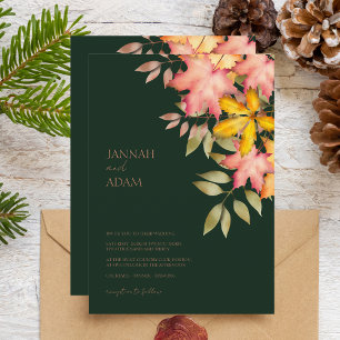 Invitation Chute en Amour Emerald Green Feuilles Mariage
