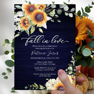 Invitation Chute en amour Fête des mariées de tournesols verd