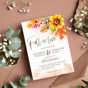 Invitation Chute en amour feuillage automne mariage de tourne