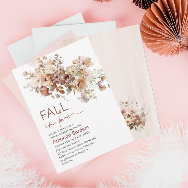 Invitation Chute en amour Fleurs Aquarelle douche nuptiale en (Créateur téléchargé)