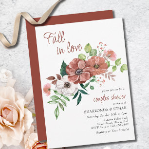 Invitation Chute en amour Fleurs d'automne Couples Douche
