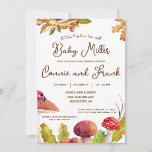 Invitation Chute En Amour, Forêt D'Automne, Baby shower Champ