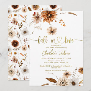 Invitation Chute En Amour Gold Crème Fête des mariées en terr