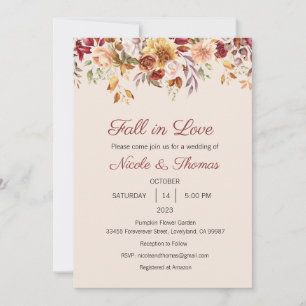 Invitation Chute en amour Invitation, Fête des mariées, Maria