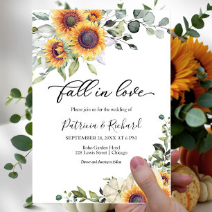 Invitation Chute en amour Mariage de tournesols verdoyants