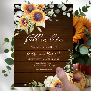 Invitation Chute en amour Mariage de tournesols verdoyants