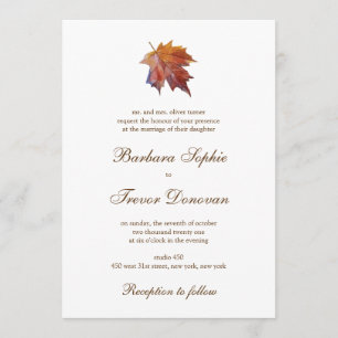 Invitation Chute en amour Nature Thème Aquarelle Mariage feui