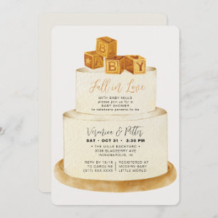 Invitation Chute en amour Neutre Autumn Cake Baby shower