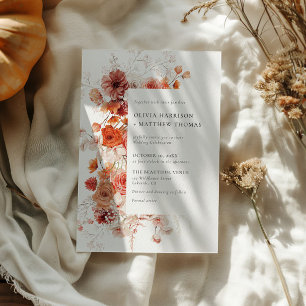 Invitation Chute en Amour Orange Floral Mariage