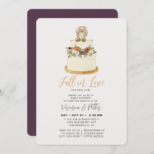 Invitation Chute en amour Purple Automne Baby shower de gâtea