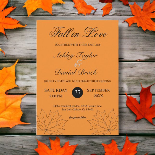 Invitation Chute en amour Rustique Burnt Orange Mariage de au (Créateur téléchargé)