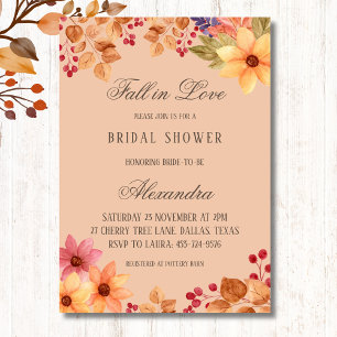 Invitation Chute en amour Rustique Floral Fête des mariées d'