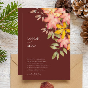 Invitation Chute en amour Terracotta Automne Feuilles Mariage