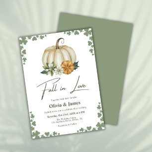 Invitation Chute en Amour Vert Sage Vert Citrouille Mariage