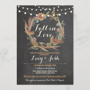 Invitation Chute en amour Wreath Automne Fiançailles Floral I