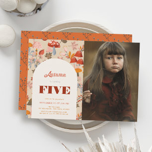 Invitation Chute Fleur sauvage Champignon Anniversaire Tan Ph