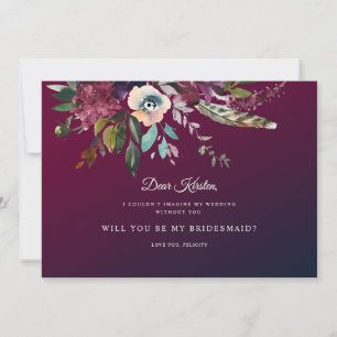Invitation Chute Floral Bourgogne Laver Soyez Ma Fille D'Honn