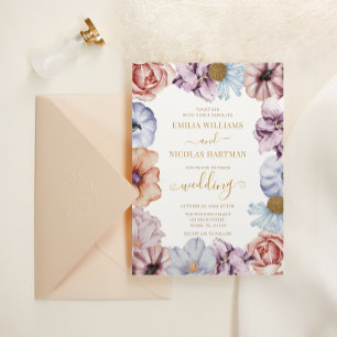 Invitation Chute Floral Romantique Bohême Tout en un Mariage