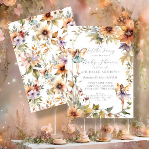 Invitation Chute Floral Tournesol Fée Daisy Baby shower fille