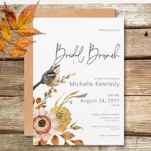 Invitation Chute moderne Floral & Bird Bridal Brunch