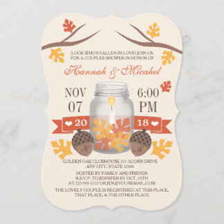 Invitation Chute monogramme Mason Jar Couples Douche