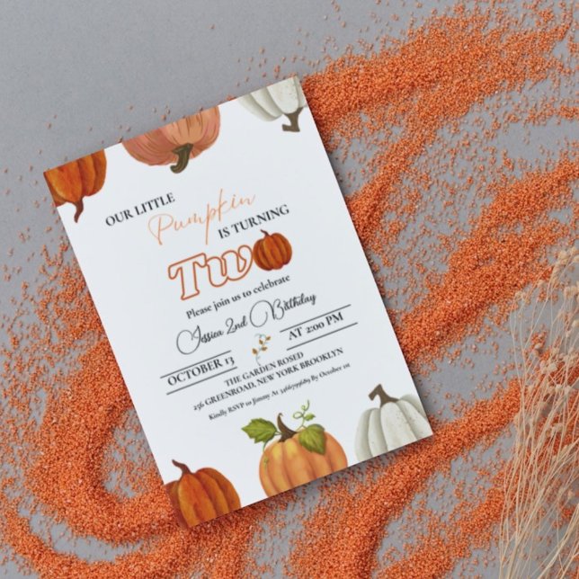 Invitation Chute notre petit citrouille à deux ans (Créateur téléchargé)