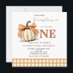 Invitation Chute Notre Petit Citrouille Qui Fête Son Annivers<br><div class="desc">en vichy Chute Notre Petit Citrouille Tournant Une Invitation Anniversaire</div>