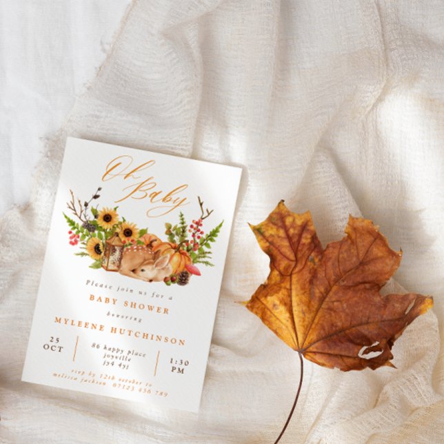 Invitation Chute Oh Baby Deer Citrouille & Baby shower de tou (Créateur téléchargé)