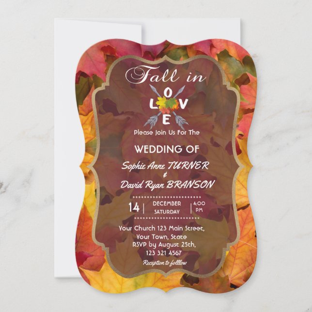 Invitation Chute romantique dans l'amour Foliage Flèches Mari (Devant)