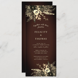 Invitation Chute romantique Florale Vieille Mariage Brown