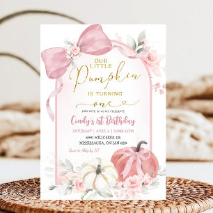 Invitation Chute rose Floral Coquette Citrouille Premier anni