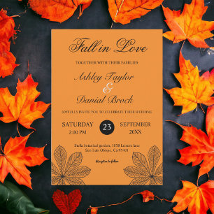 Invitation Chute simple en amour Burnt Orange Mariage d'autom