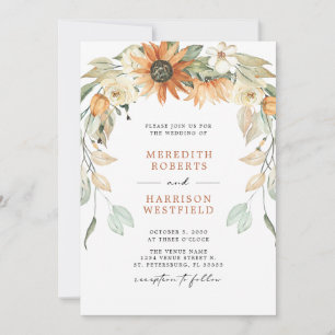 Invitation Chute Sunflower Wreath QR Code RSVP Automne Mariag
