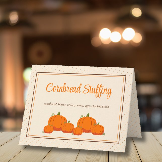 Invitation Chute Thanksgiving Buffet Étiquette de nourriture  (Foldover editable buffet food label)