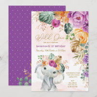 Chute tropicale Eléphant floral 1er anniversaire f
